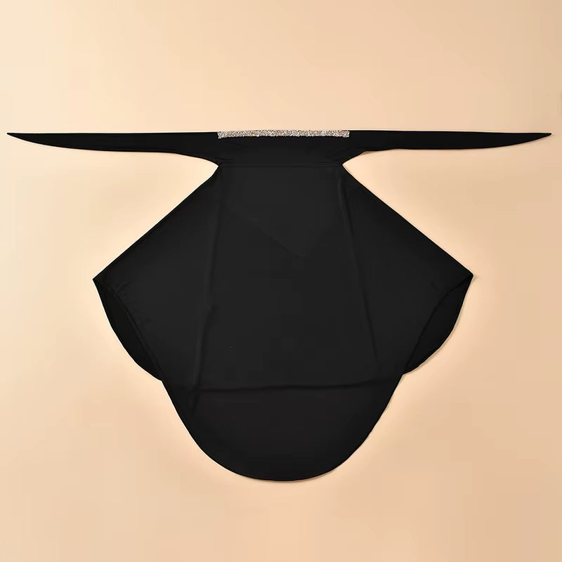Elegant Rhinestone Instant Hijab Scarf for Women - Full Coverage Neck Turban and Hemp Face Veil with Strap Headwrap in Malaysia